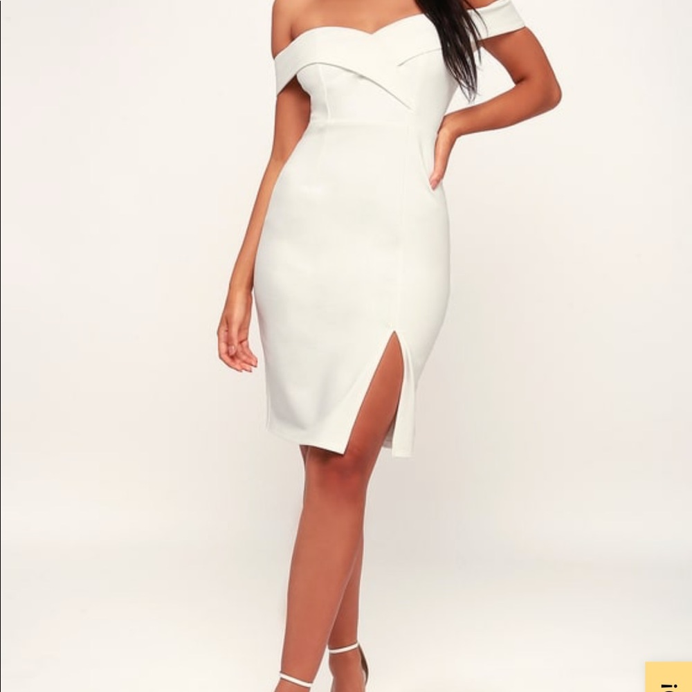 Classic Glam White Off-the-Shoulder Bodycon Dress